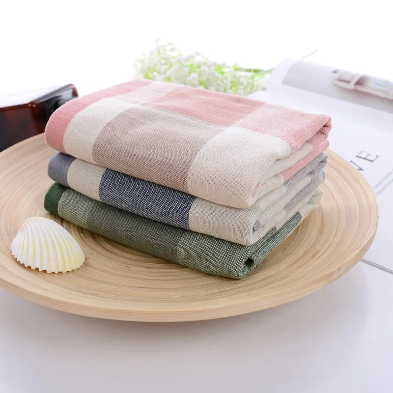 New arrival One side terry towel one side gauze towel plaid hair towel  absorbent