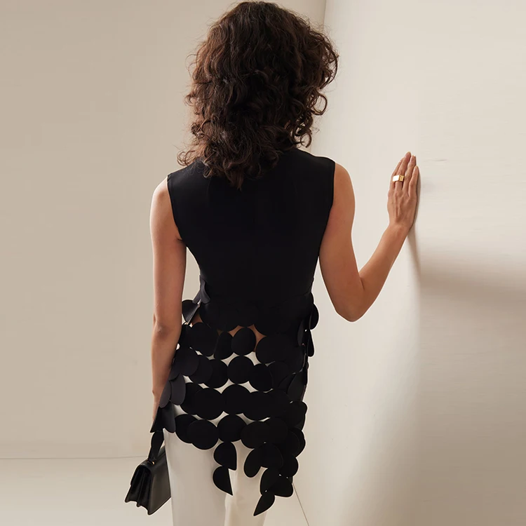 Manufacturer 2023 Summer Custom OEM Custom Sleeveless Back Zipper custom Tassel Office Lady Fashion Top Dress