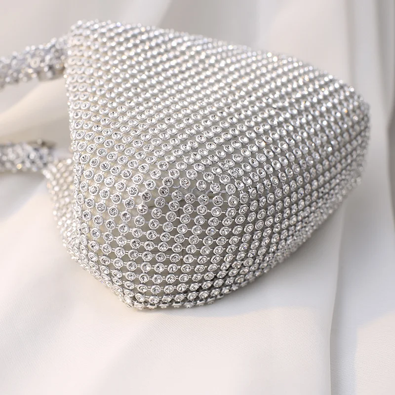 Factory producing wholesale two shoulder straps shoulder bag clutch bag ladies glitter handbags evening bag rhinestone