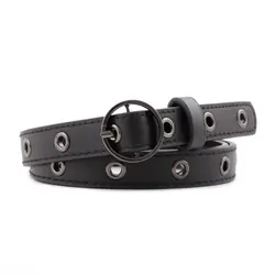 Eyelet Metal Western Grommet PU Leather Rock Female Waist Clothing Punk Thin Skinny Belt for Women Jeans plus size belts