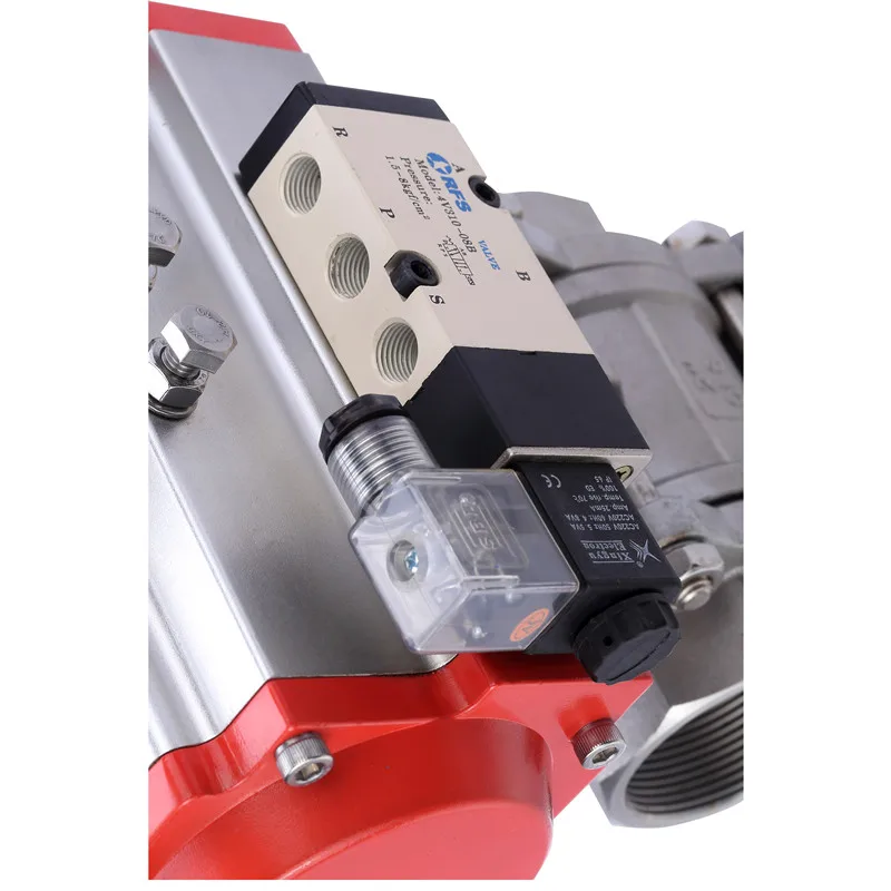 RFS BV series spring return stainless steel pneumatic actuator actuated 3pcs ball valve