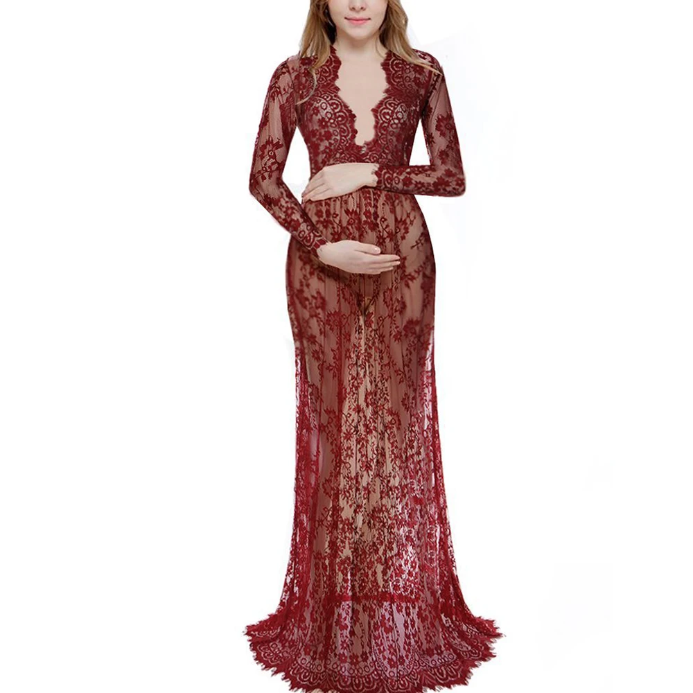 
Fashion Long Sexy Lace Women Photography Dress Maxi Maternity Gown Pregnant Dresses Vestidos 