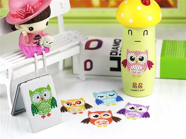 
Paint by numbers 5D diamond painting kits easy for kids arts and crafts owl making sticker 