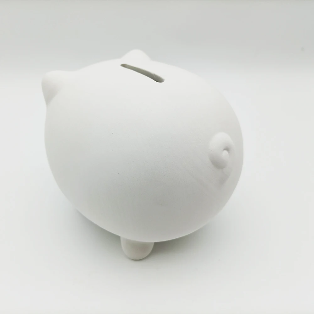 White Cute Ceramic Piggy Coin Bank for Kids DIY Painting Toy