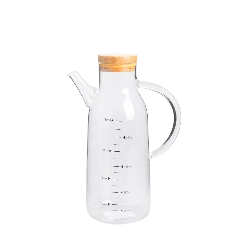Borosilicate Glass Oil Jug Oil Vinegar Organize Cooking Oil Bottle Glass Leakproof Dispenser With Bamboo Lid