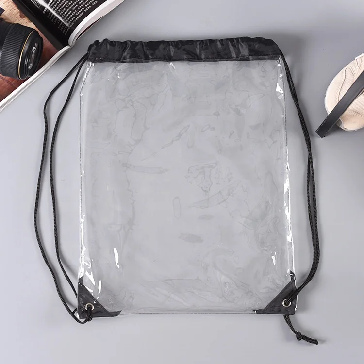 wholesale customized clear transparent pvc plastic promotional private label backpack clear pvc drawstring bag