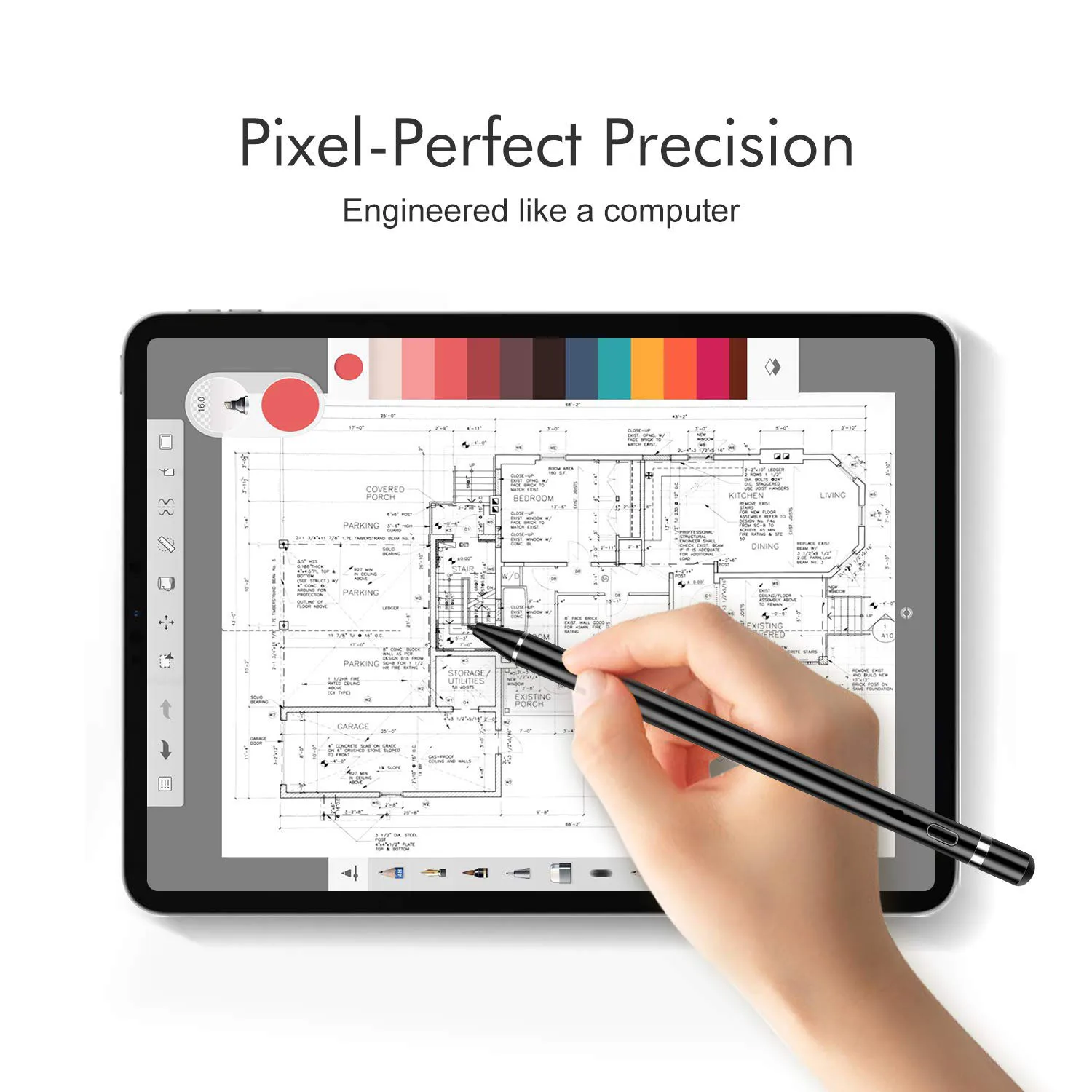 Upgraded Rechargeable Stylus Pen with Palm Rejection and 1.0mm Fine Tip for iPad 2018 & 2019 iPad Air Drawing Writing
