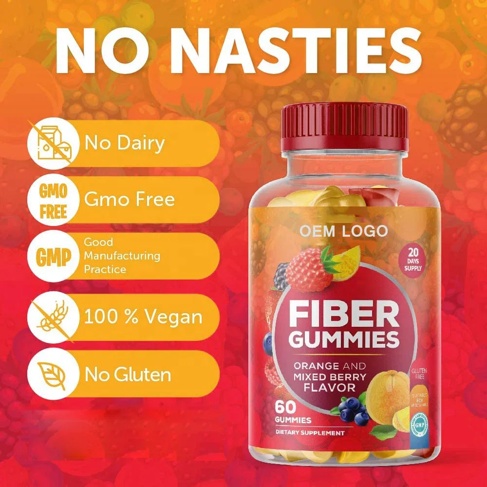 Customized OEM Dietary Supplement Fiber Supplement Prebiotic Fiber Supplement Digestive Health Sugar Free Gummy
