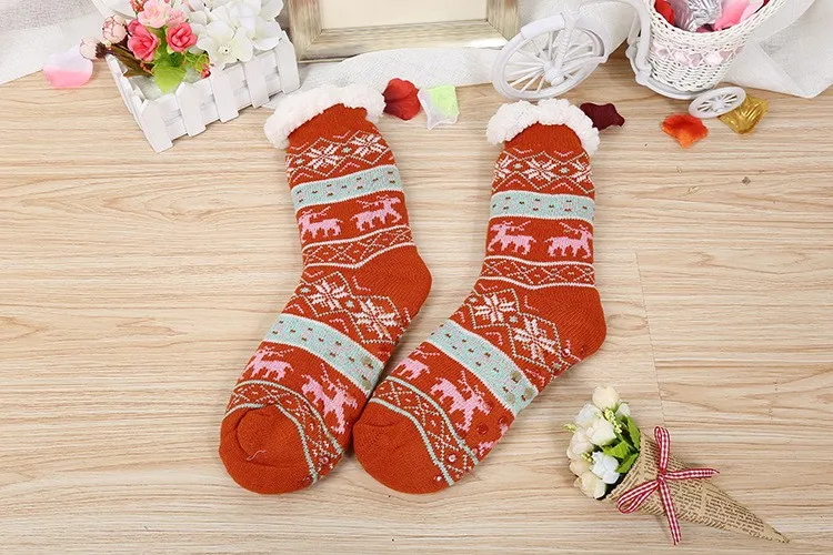 Warm Winter Socks Acrylic Fuzzy Thermal Socks knitted Socks with Fur Lining Cozy Cable