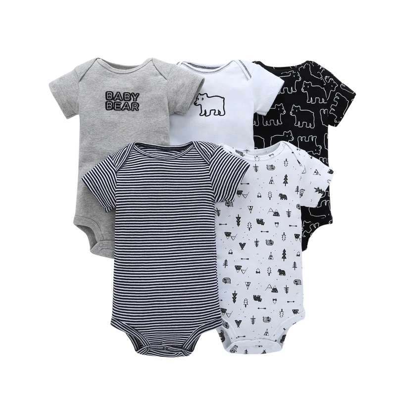 Factory mixed design 5 piece cotton baby rompers baby clothes sets cheap baby clothes