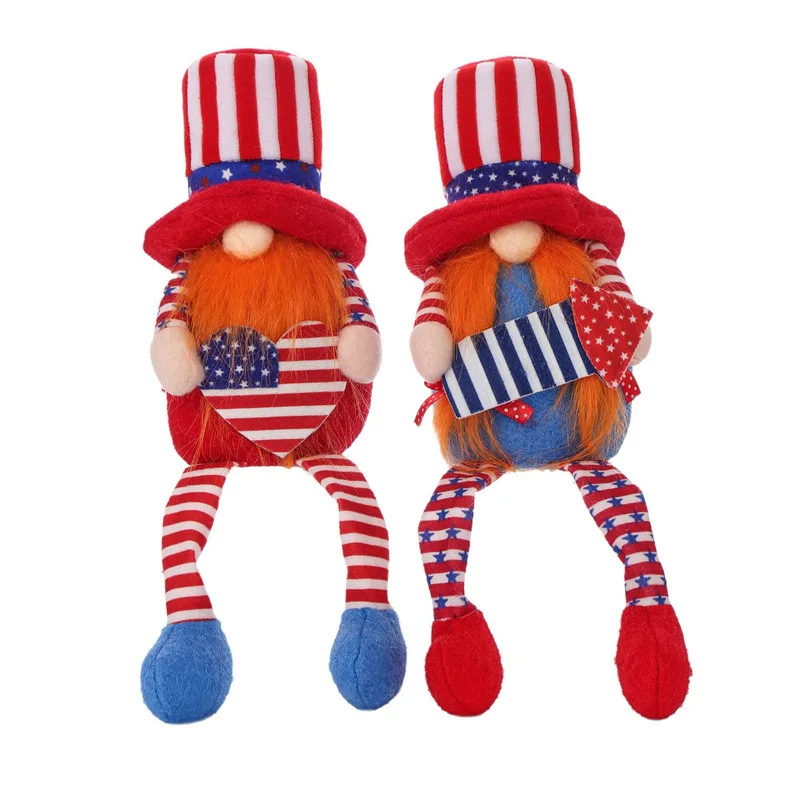 Cross-border independence day independence day faceless long leg doll cute american round hat gnome doll ornament decoration