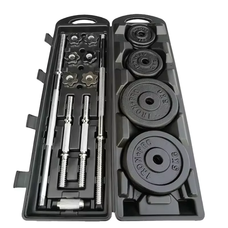 50kg Cast Iron adjustable dumbbells weights set with gift box change into barbell weights set Perfect for Weight Lifting Barbell