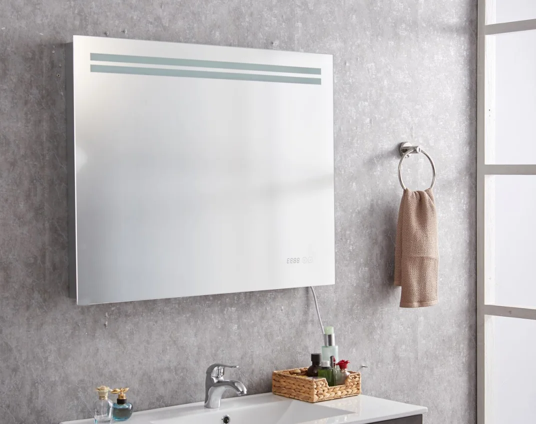 Bathroom Touch Sensor Switch Led Mirror With Light For Demist And Clock