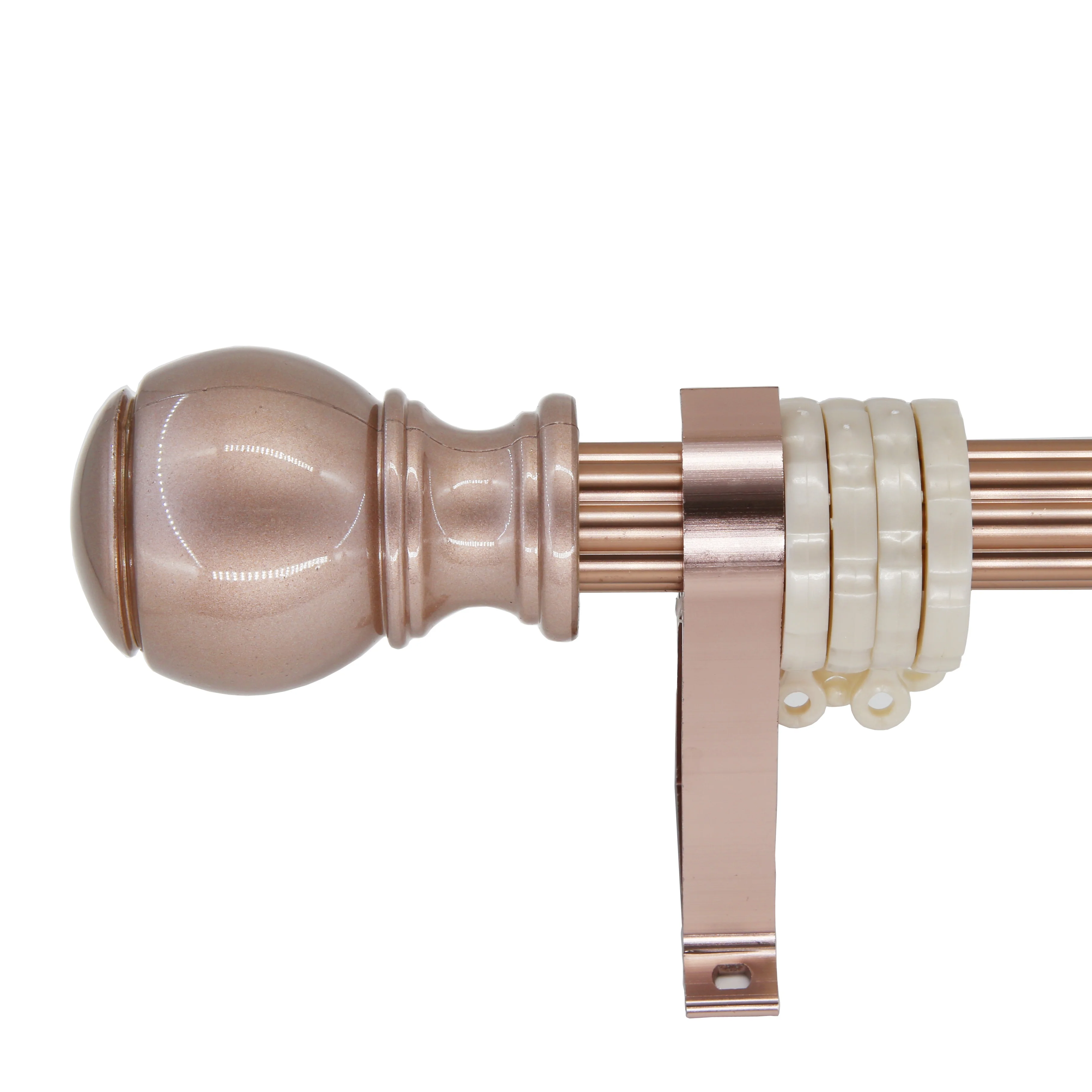 Aluminum Curtain Rod Sets Accessories Double Rod Brackets Nickel Champagne Embossed Round 28mm 32mm Pole Curtain Rod Wholesale