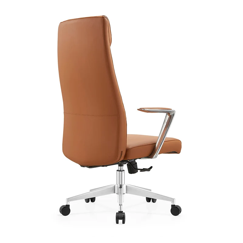 Metal armrest executive office chair genuine leather manager chair