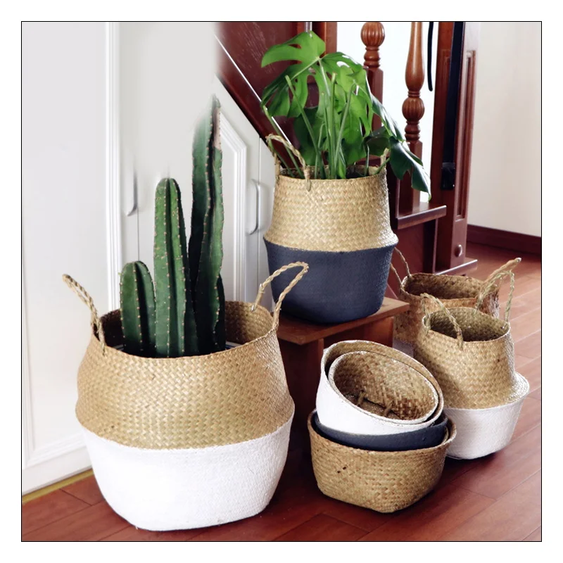 
Genuine Rattan Beach Hanging Baskets Shallow Waste Plant Indonesia Handmade Large Storage Basket 