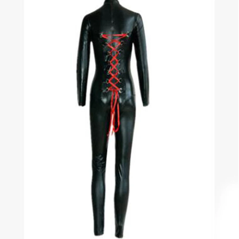 Черный костюм кошки из ПВХ и кожи, кожаные костюмы sey, блестящий костюм кошки со шнуровкой