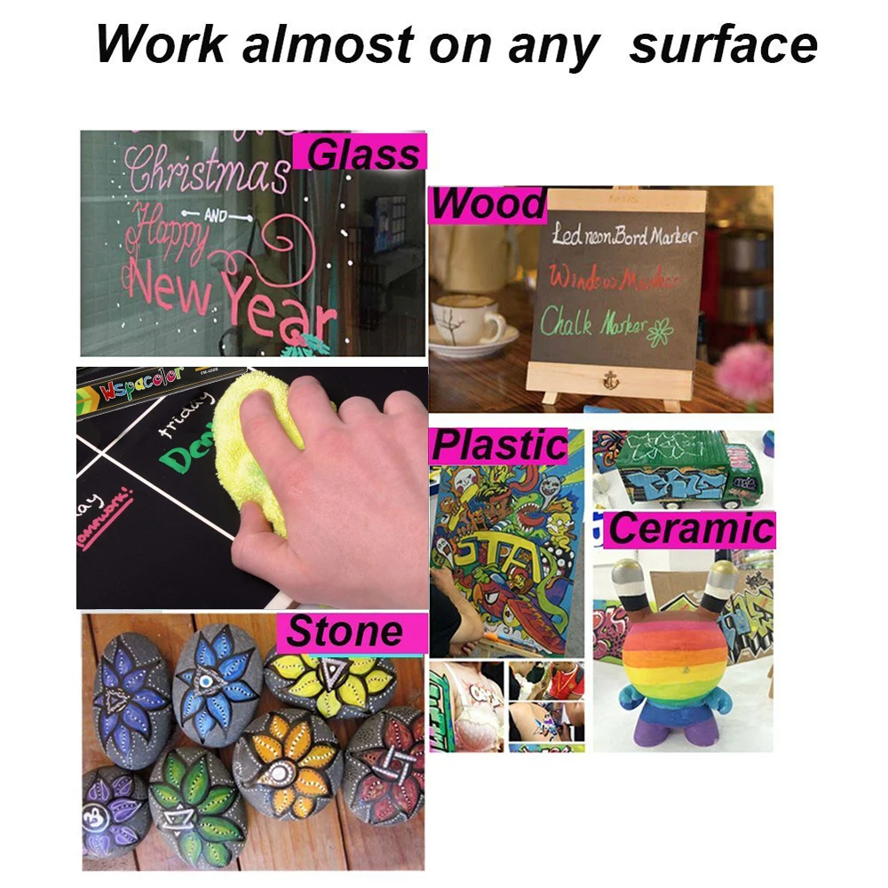 Water-based erasable liquid chalk markers for Window Glass Chalkboard Plastic LED board