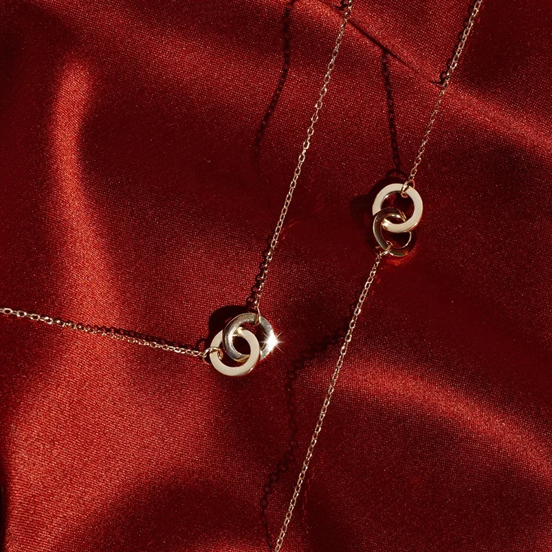 Gemnel latest jewelry mimalist solid brass women interlock pendant gold necklace