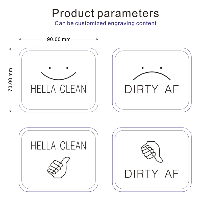 Custom Round Or Square Double Sides Dishwasher Sign Reversible bamboo Laser engraving Dishwasher Magnet Clean Dirty Sign