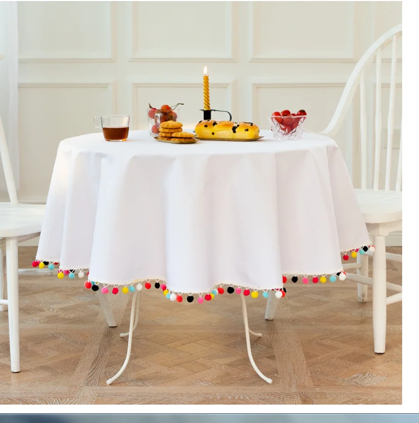 Washable overlay table cloth wedding cotton linen custom white round cloth table
