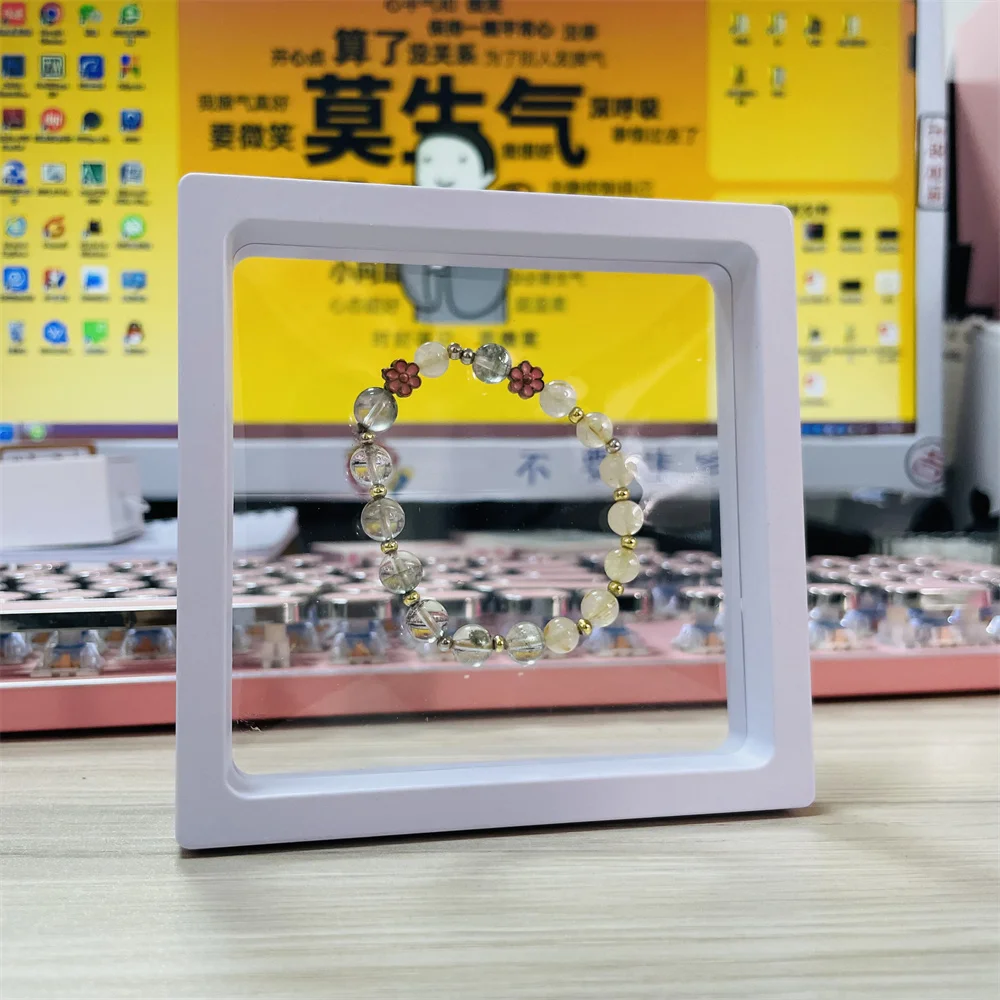 Transparent 3D Floating Frame Display Holder Stands, Coins Display Case Portable PE Film Jewelry Storage Box