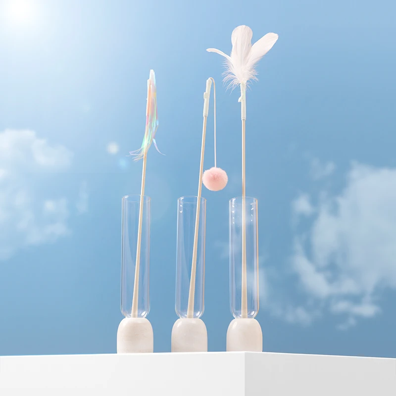 Эластичные палочки для кошек, перо, плюшевый шар, игрушка для кошек, сменный Топ, Интерактивная игрушка для кошек, набор