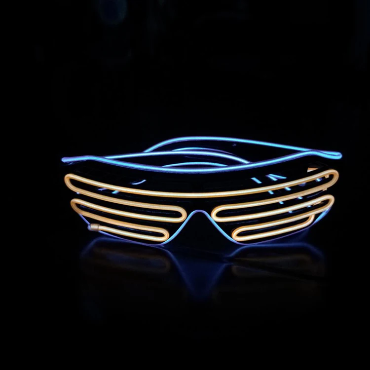 2022 Kids Halloween Christmas Party Favors Supplies Led Light up Toys EL Glowing Shutter Glasses