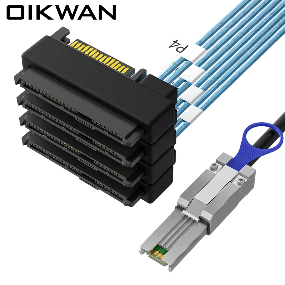 External MiniSAS 8088 to 4*8482+15 Power supply integrated 2m Cable High-Speed Data Transfer Cable for Computers