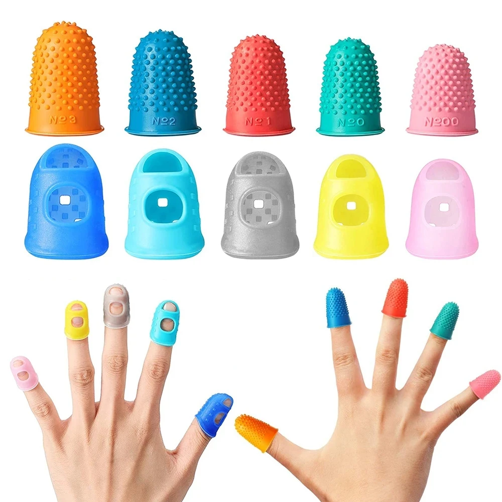 5Pcs/Set Best Selling Sewing Rubber Thimble Silicone Finger Protector Handmade Knitting Quilting Needles Craft Accessories
