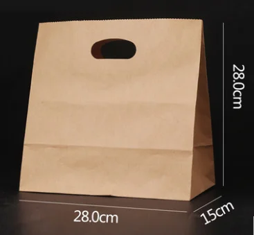 100% biodegradable wholesale cheap custom brown die cut handle kraft paper shopping packaging bag for takeaway