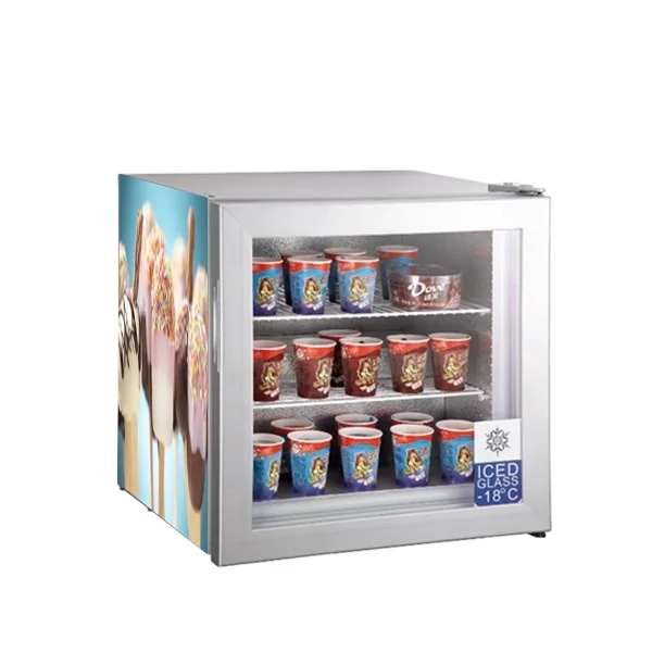 Meisda SD55 55L Single-Temperature Glass Refrigerator Popsicle Countertop Small Display Freezer for Ice Cream Store Use Sale