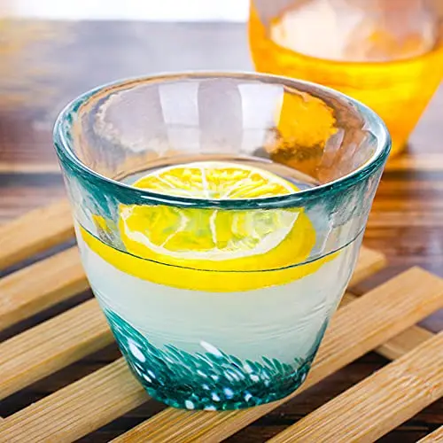 Reihey Glass Sake Cup Japanese Cuisine Glass Tableware Colored Glass Cold Drink Cup 1pc