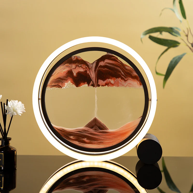 Домашний декор 3d Динамическая настольная лампа песок искусство жидкость движущаяся картина зыбучий настольные светильники подарки