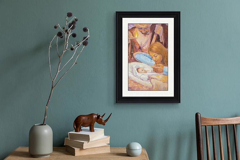 Jesus Christ, Healing Girl at Feet Religious Christian,3D Giclee Printed Brushstroke Texture that Resembles Hand Painted