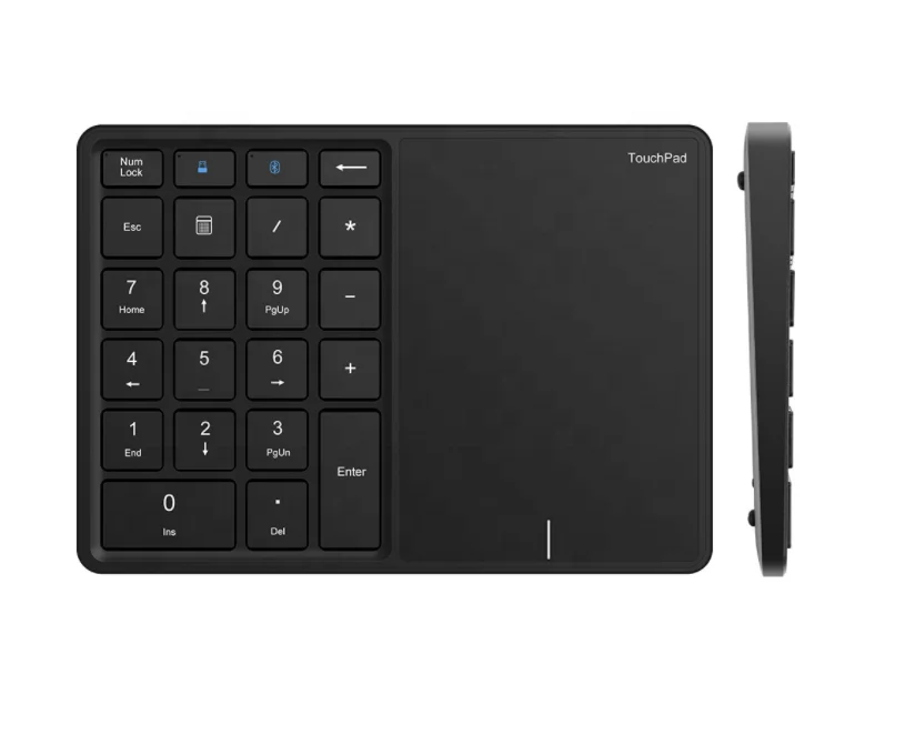 BT wireless dual-mode 22 Keys numeric keyboard type-C interface touch pad Rechargeable Digital Keyboard  For Mac Windows