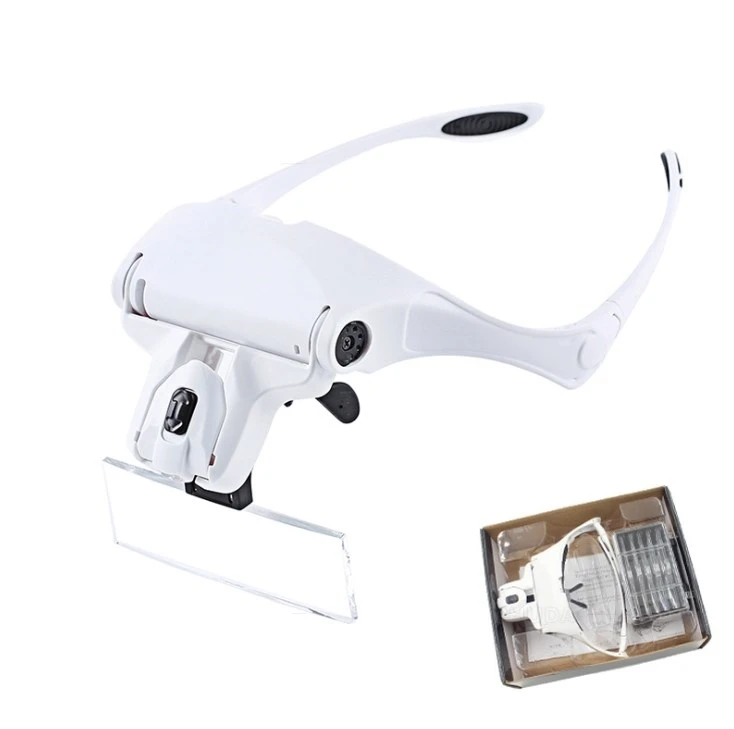 head-wearing glasses magnifying glass with LED light, repair and inspection of grafted eyelashes, five lenses