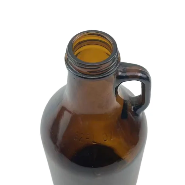 2 liter large capacity liquor unique shape empty amber beer wine glass bottles for sale