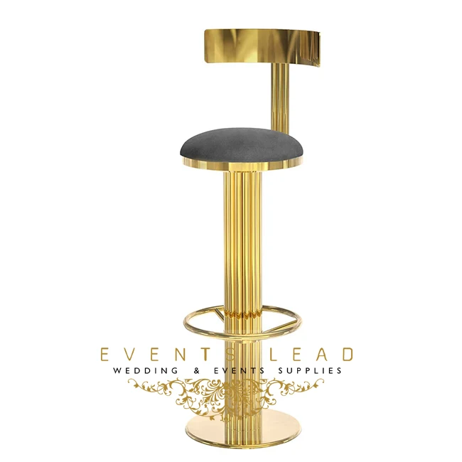 Мебель для клуба Nigh, античный золотой Латунный металлический высокий барный стул с подушкой