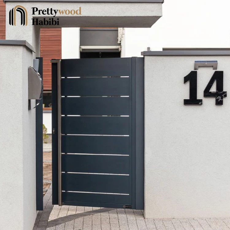 Prettywood современный жизин алюминиевые металлические ворота дороге складной пешеходный главные дверных