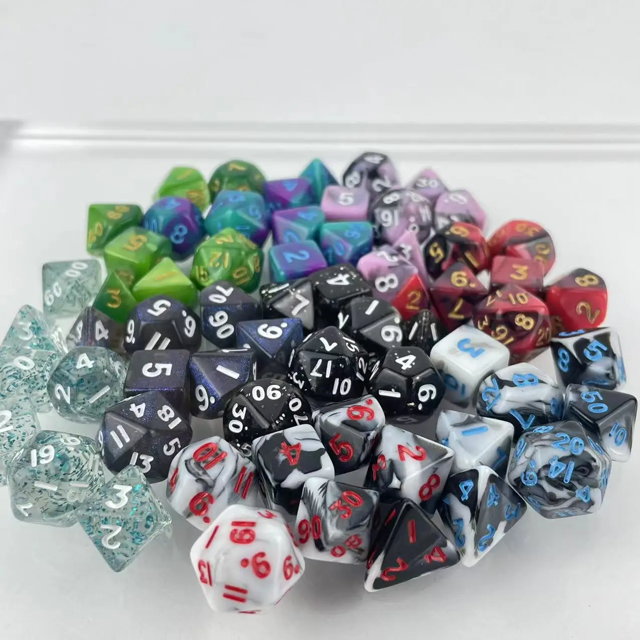 Wholesale Acrylic Polyhedral Dice Sets Mini Colorful 7 pcs per Set Dice For D&D Or RPG Game