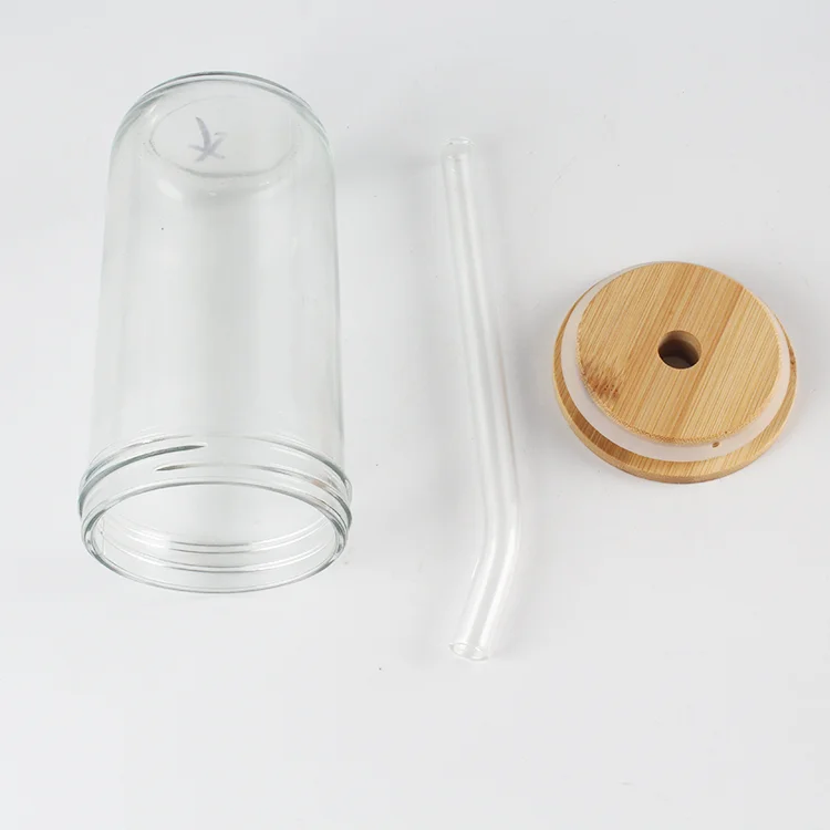 New Eco Mason Jar Lids with Glass / stainless steel Straw drinking bamboo