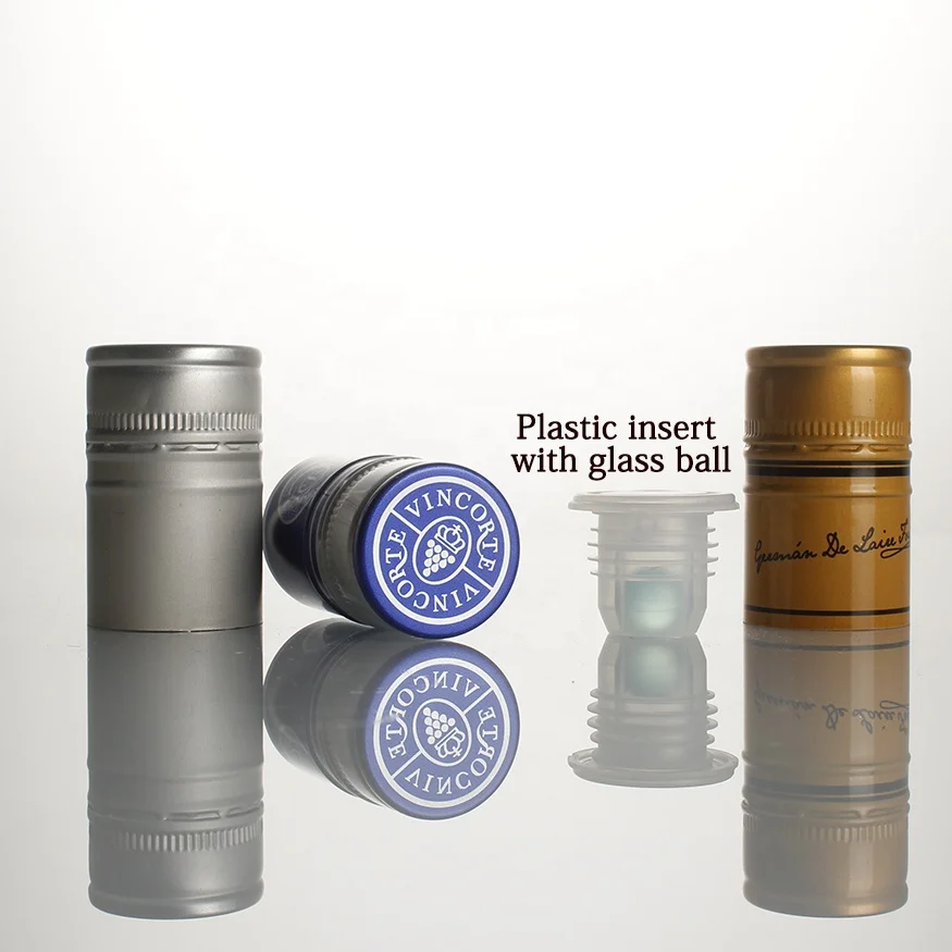 30x50 mm plastic insert glass ball pilfer evidence non-refillable vodka aluminum-plastic mescal tequila aluminum bottle caps