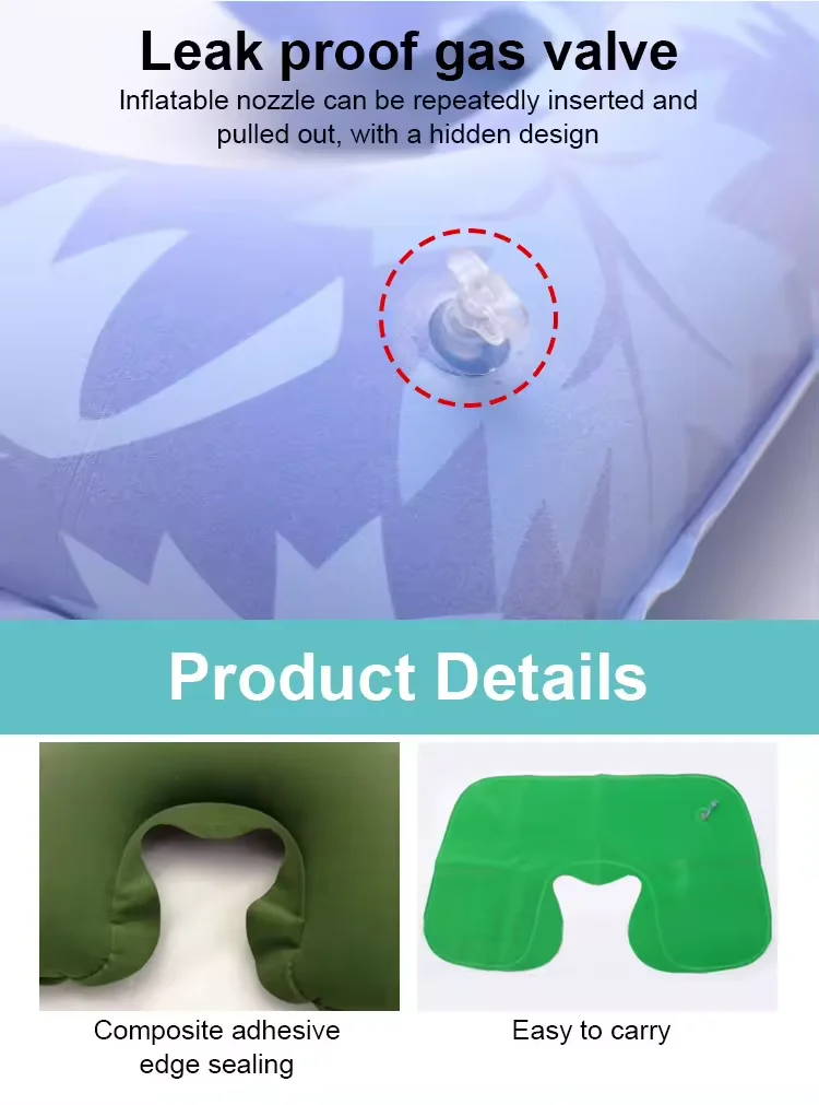 U-shaped Inflatable Travel Pillow Car Plane Flight Neck Head Support Cushion