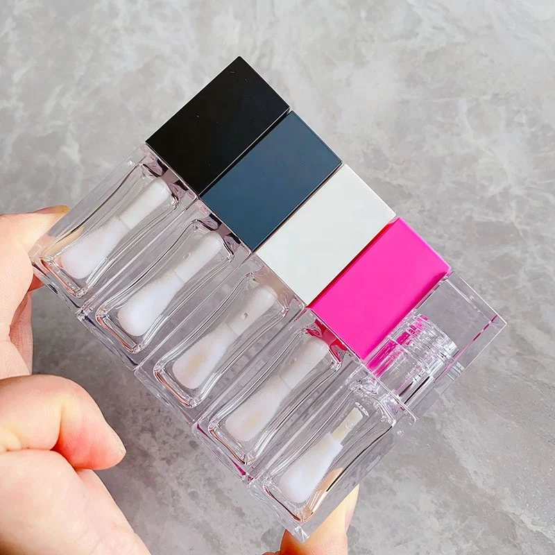 P-Lan Stock Hot Sale Clear Lip Tint Tube Packaging 8ml Jumbo Brush Plastic Custom Logo Plastic Lipgloss Tubes With Jumbo Wand