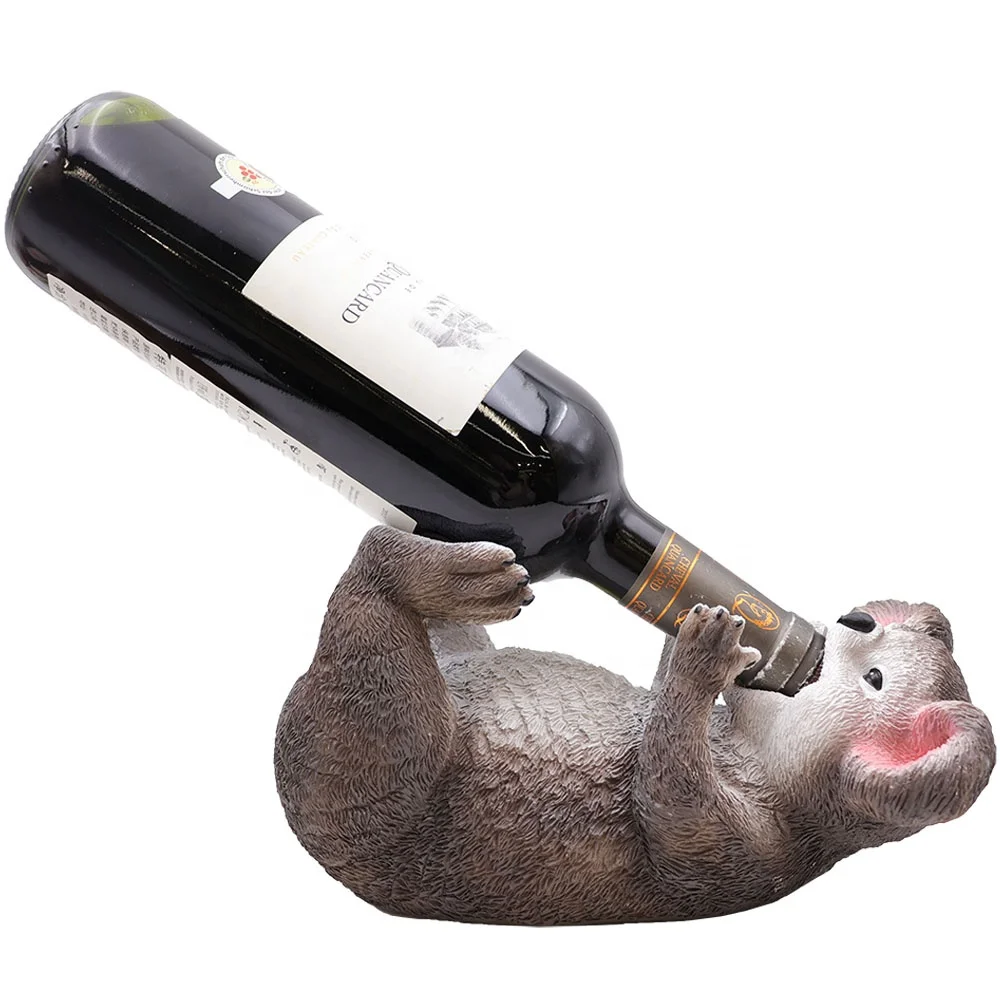 Personalized wholesale barware handmade decorative animal figurine resin single bottle rack polyresin koala wine bottle holder
