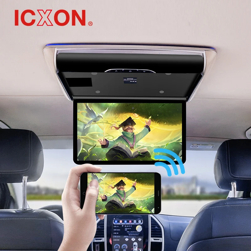 14 inch Super Thin Flip down car Roof Mount Color LCD monitor with USB +FM+TV + AV