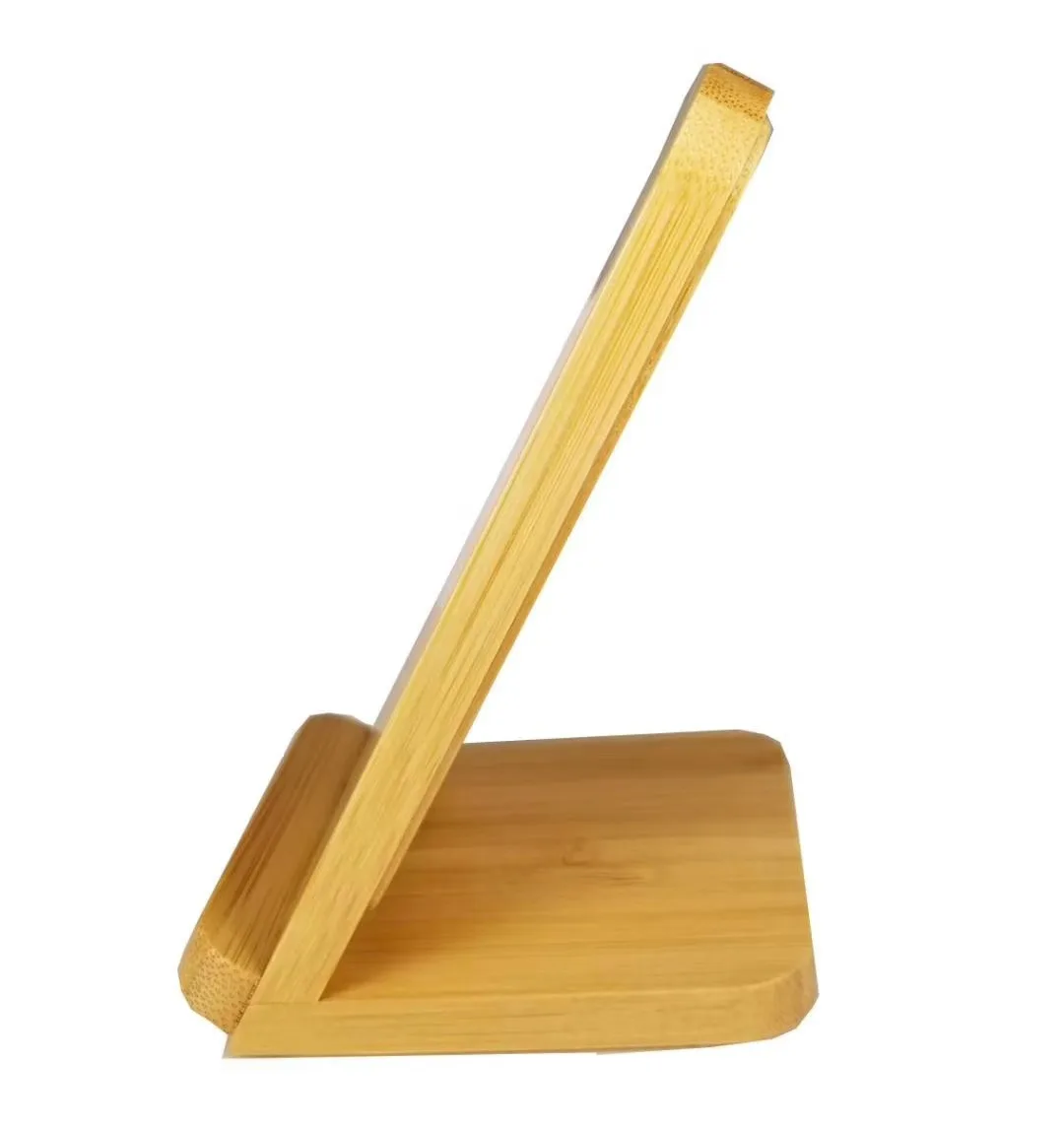 Бамбук 10 Вт Qi Беспроводное зарядное устройство подставка для мобильного телефона