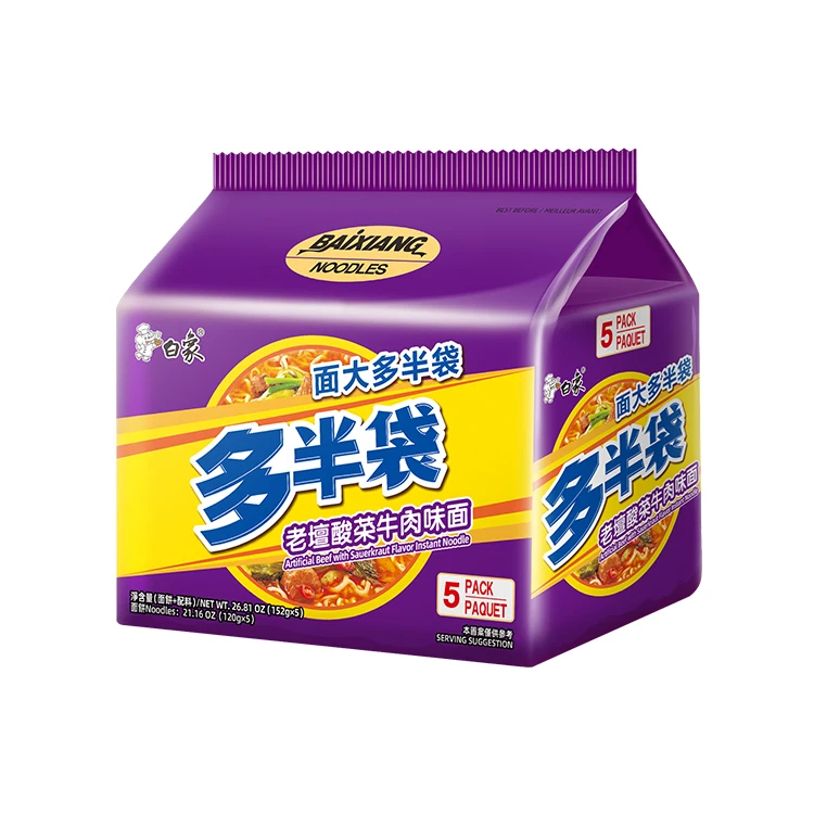 Оптовая продажа пакет рамен Пряная говядина с квашеной капустой и мульти вкус лапша быстрого приготовления с мгновенной лапши супы