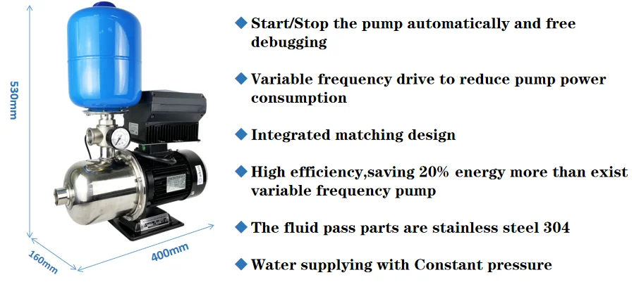 Intelligent Stainless steel centrifugal multistage pressure booster pressure pump for home